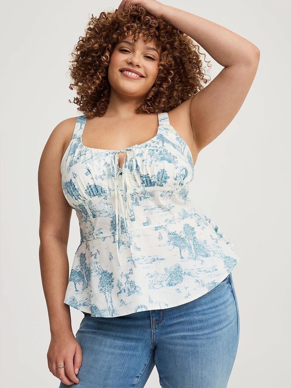 Torrid Corset Sleeveless Peplum Top Country Toile Whisper White womens sz 2X NWT